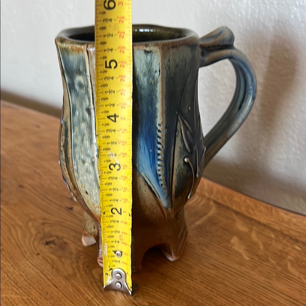 Pottery mug Hand Crafted Blue and Brown Ceramic Art Mug - Picture 5 of 5